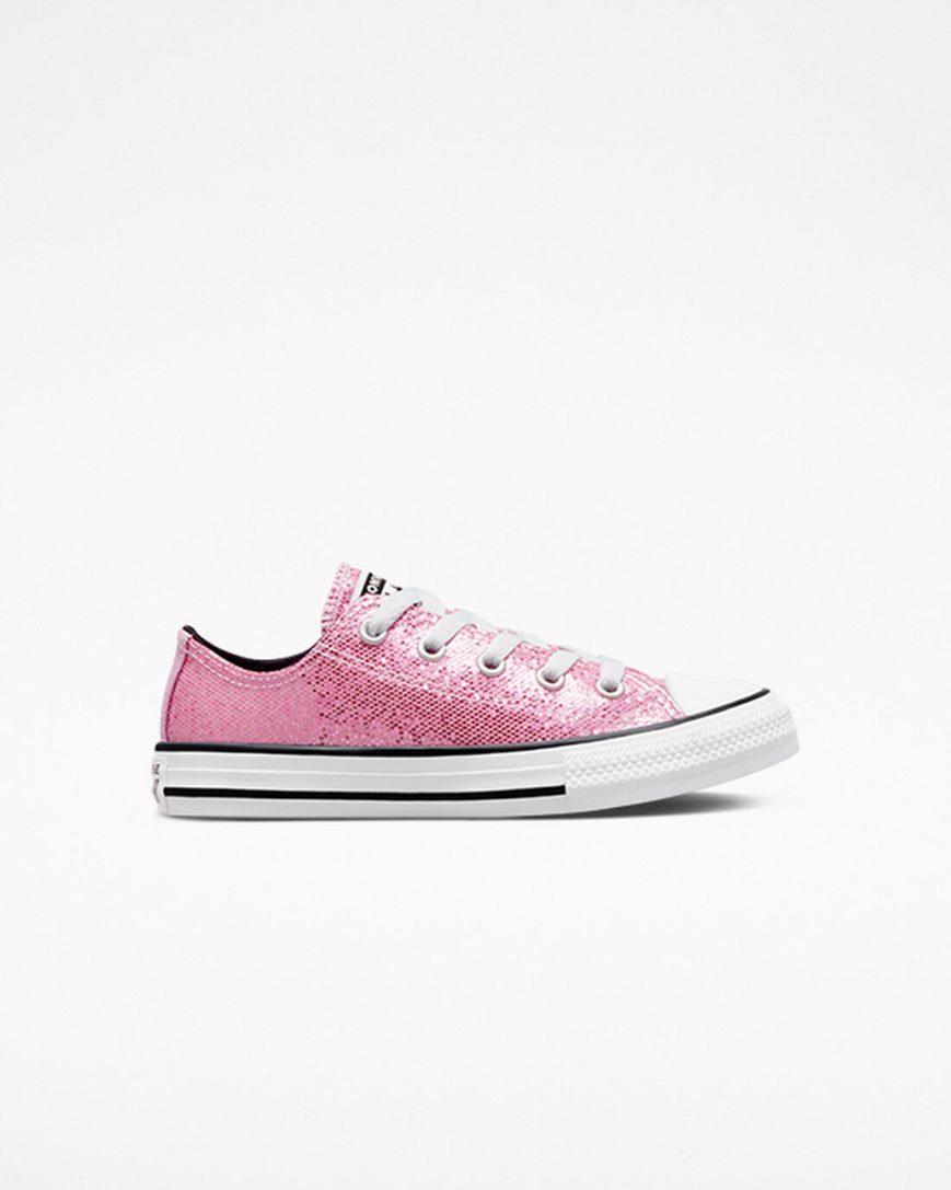 Girls\' Converse Chuck Taylor All Star Glitter Low Top Shoes Pink / Black | AU 9103EG